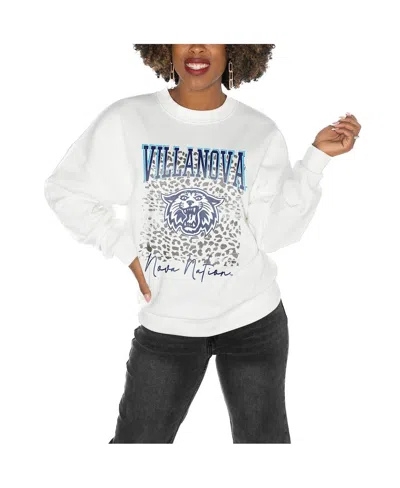 GAMEDAY COUTURE WOMEN'S WHITE VILLANOVA WILDCATS DROP SHOULDER FLEECE DROP PULLOVER SWEATSHIRT