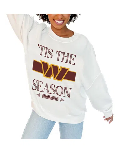 Gameday Couture Women's White Washington Commanders Oversized Take A Holiday Pullover Sweatshirt