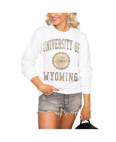 Gameday Couture Women's White Wyoming Cowboys Seal Of Approval Oversized Perfect Pullover Sweatshirt In Black