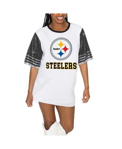 Gameday Couture Women's White/black Pittsburgh Steelers Bling It Full Sequin Jersey Dress In Black,white