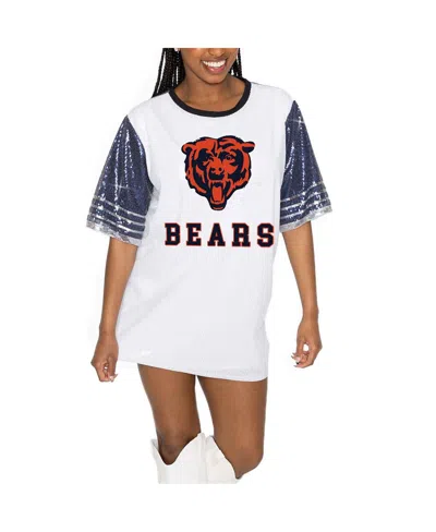 Gameday Couture Women's White/navy Chicago Bears Bling It Full Sequin Jersey Dress In Navy,white