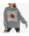 Gameday Couture Women's Gray Cincinnati Bengals Vintage Wash Oversized Crewneck Fleece Pullover In Gray