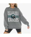 Gameday Couture Women's Gray Philadelphia Eagles Vintage Wash Oversized Crewneck Fleece Pullover In Gray