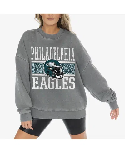 Gameday Couture Women's Gray Philadelphia Eagles Vintage Wash Oversized Crewneck Fleece Pullover
