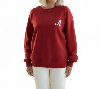 Gameday Social Alabama Barkley Split Lantern Sleeve Crew Sweatshirt In Crimson In Red