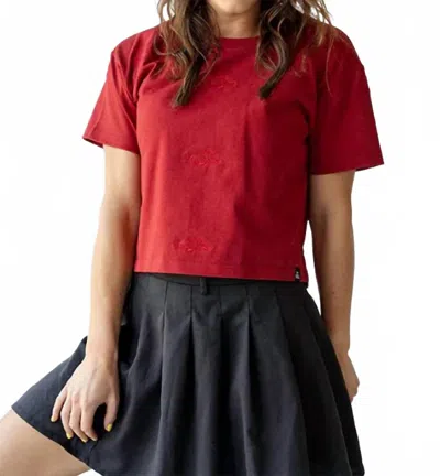 Gameday Social Arkansas Heavyweight Crop Tee In Red