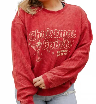 Gameday Social Christmas Spirits Sweatshirt In Red In Neutral