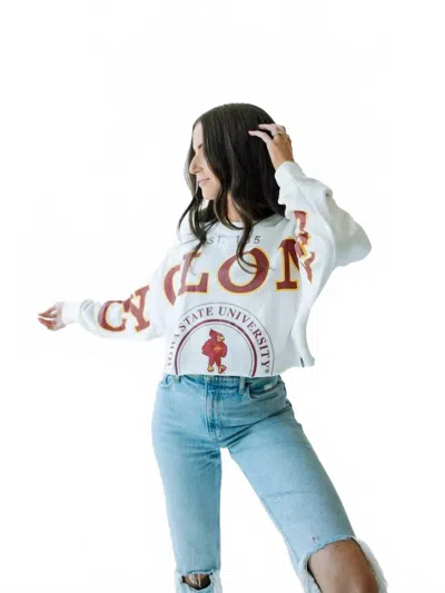Gameday Social Isu Split Sleeve Cropped Crew In White