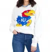 Gameday Social Kansas Jayhawks Chenille Crewneck Sweater In White In White