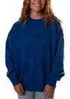 Gameday Social Kansas Jayhawks Embroidered Crewneck Sweater In Blue In Blue