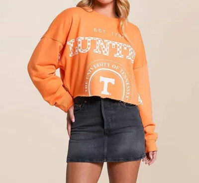 Gameday Social Tennessee Phipps Split Cropped Long Sleeve Top In Sherbert In Orange