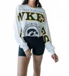Gameday Social U Of Iowa Split Sleeve Cropped Crew In White In White