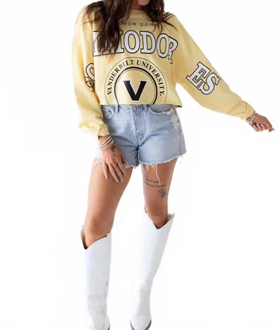 Gameday Social Vandy Crop Sweatshirt In Pale Yellow