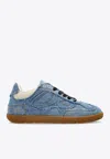 Ganni 08 Denim Raw Edge Sneakers In Blue Cotton In Blue