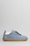 Ganni 08 Denim Raw Edge Sneakers In Blue Cotton In Blue