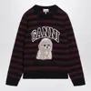 Ganni Graphic Wool Mix Poodle Stripe Sweaters And Cardigans Multicolor In Multi