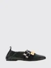 Ganni Printed Synthetic Leather Ballerinas With Rubber Sole In Black
