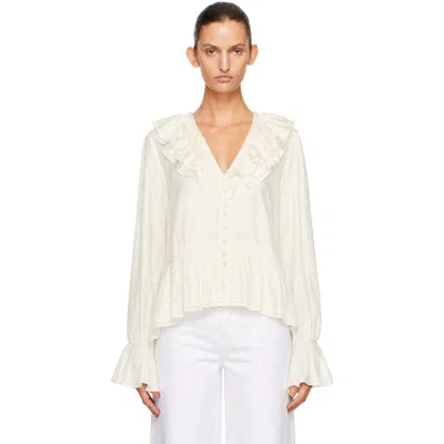 Ganni Off-white Viscose Silk Blouse In 135 Egret