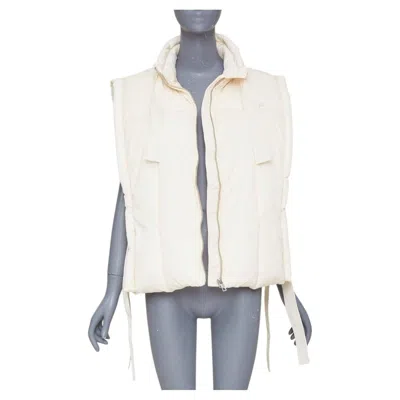 Pre-owned Ganni 2022 Oversized Shiny Puff Vest Buttercream Ivory Winter Gilet Top M In White