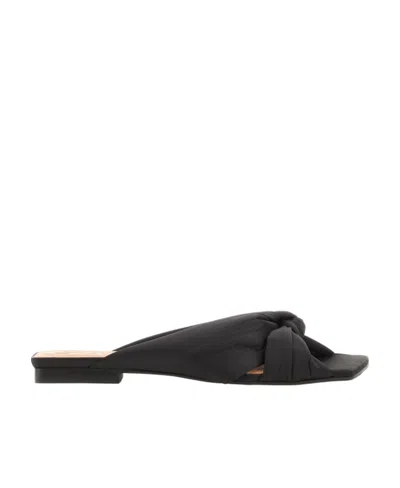 Ganni 20mm Open-toe Satin Slides In Black