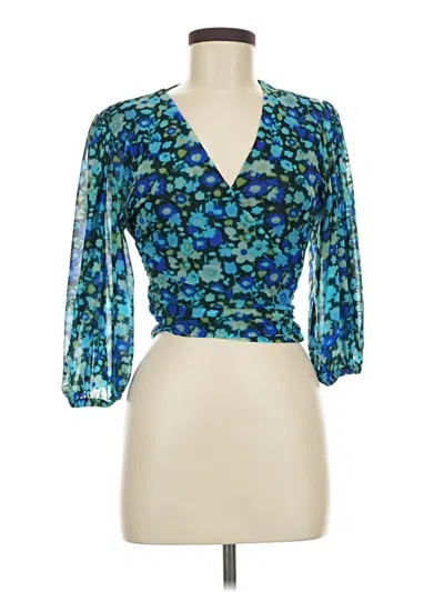Pre-owned Ganni 3/4 Sleeve Blouse In Blue