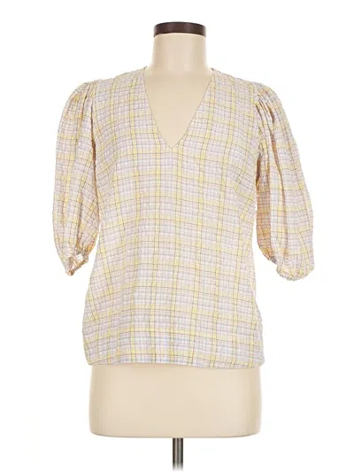 Pre-owned Ganni 3/4 Sleeve Blouse In Yellow