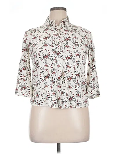 Pre-owned Ganni 3/4 Sleeve Button Down Shirt In White