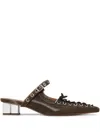 Ganni Oleatex Laced Mules In Green