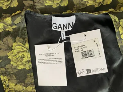 Pre-owned Ganni $375  Jacquard Suiting Mini Dress | Lemon Zest In Multicolor