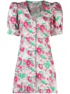Ganni 3d Jacquard Button Down Mini Dress