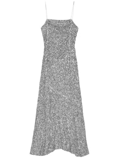 Ganni 3d Sequins Long Slip Dress
