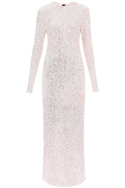 Ganni 3d Sequins Maxi Dress In Cream