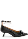 Ganni Black Eyelet Jewel Kitten Heels In Black