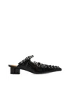 Ganni Laced Block Heel Mules With Eyelet Detailing