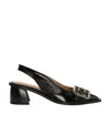 Ganni Feminine Buckle Slingback Pumps In Black