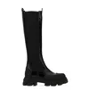Ganni Black Cleated High Chelsea Boots In Black