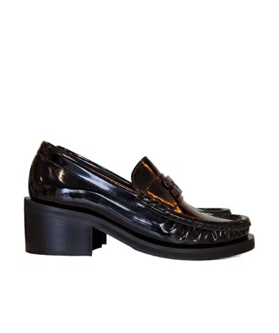 GANNI GANNI BUTTERFLY LOGO MID HEEL LOAFERS
