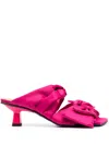 Ganni Bow-detail Mules In Pink