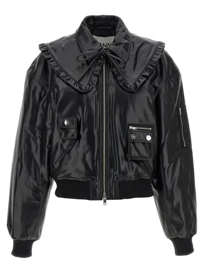 Ganni 7093 Future Bomber Jacket In Black