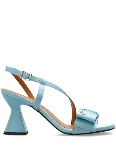 Ganni 95mm Bow-detail Sandals In 297 Blue