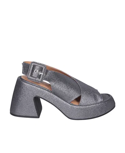 GANNI GANNI GLITTER CROSSOVER STRAP SANDALS