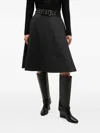 Ganni A-line Belted Midi Skirt In Black