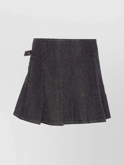 Ganni A-line Skirt Boucle Buckle Detail In Black