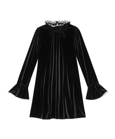 Ganni Velvet Jersey A-line Mini Dress In Black