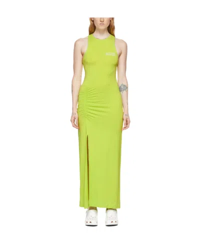 Ganni A Sleeveless Dress With Round Neck In Green