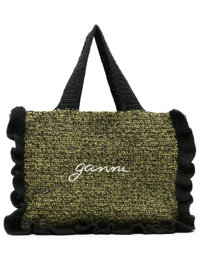 Ganni A5812 Woman Black Bag In Green