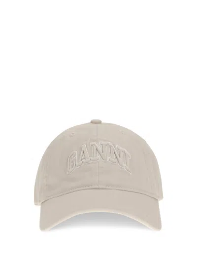 Ganni A6901 Logo-embroidered Canvas Baseball Cap In Beige