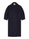 Ganni Balloon-sleeves Double-breasted Coat In Blue