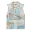 Ganni Sleeveless Printed Cashmere Sleeveless Polo