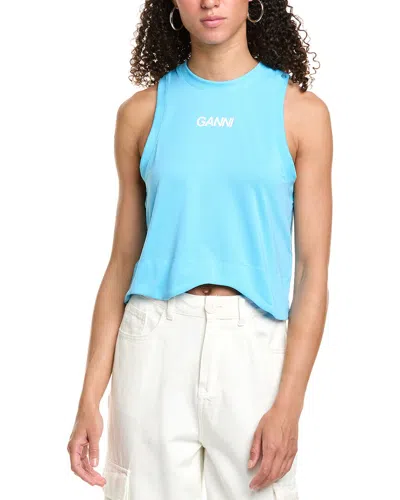 Ganni Active Mesh Top In Black